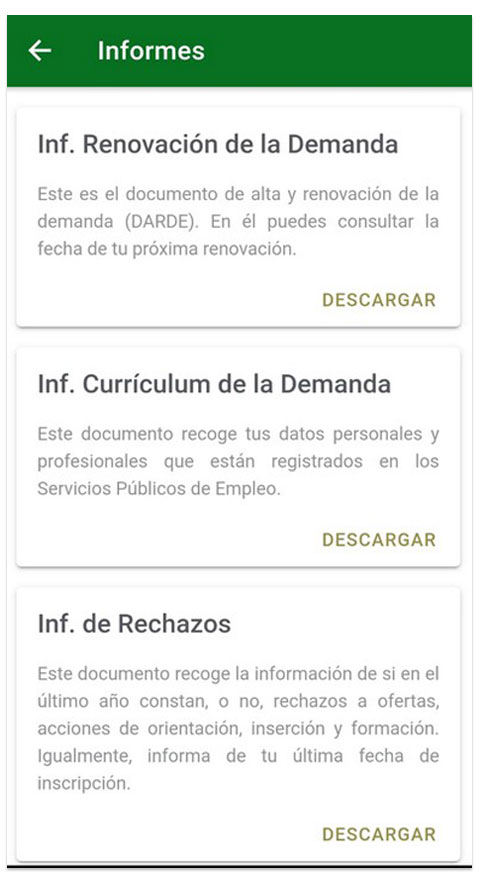 Imagen de las pantallas de la APP con las nuevas funcionalidades